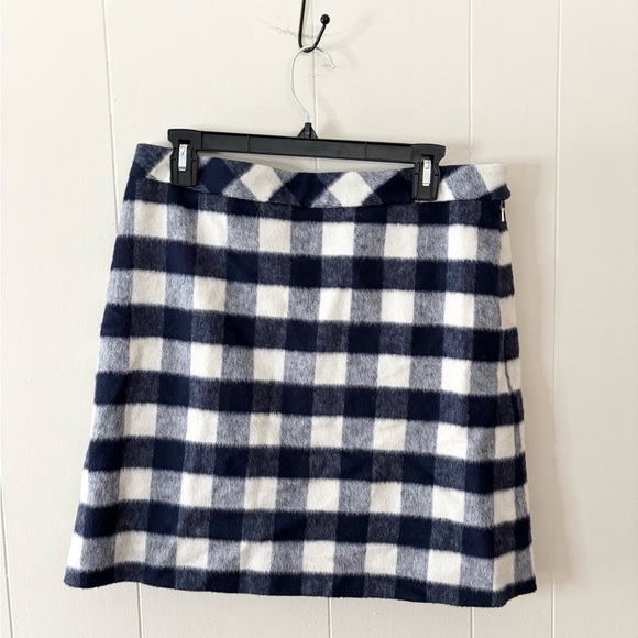 Brooks Brothers Red Fleece Blue Plaid Check Wool Mini Skirt Size 10/12 - Picture 1 of 5